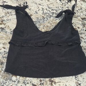 Elegant Black Tie-Strap Crop Top